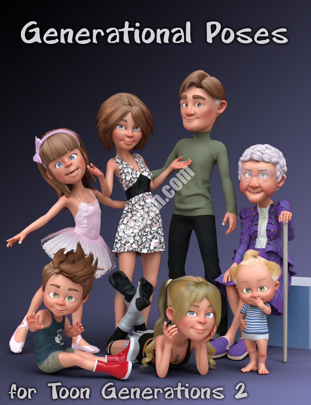 [daz姿势] 《卡通世代2》中的世代姿态-DAZ爱好者