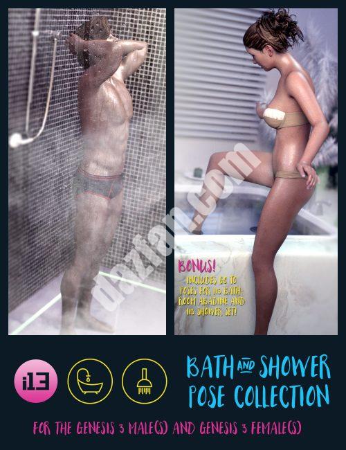 [daz姿势] i13 沐浴与淋浴姿势集锦-DAZ爱好者
