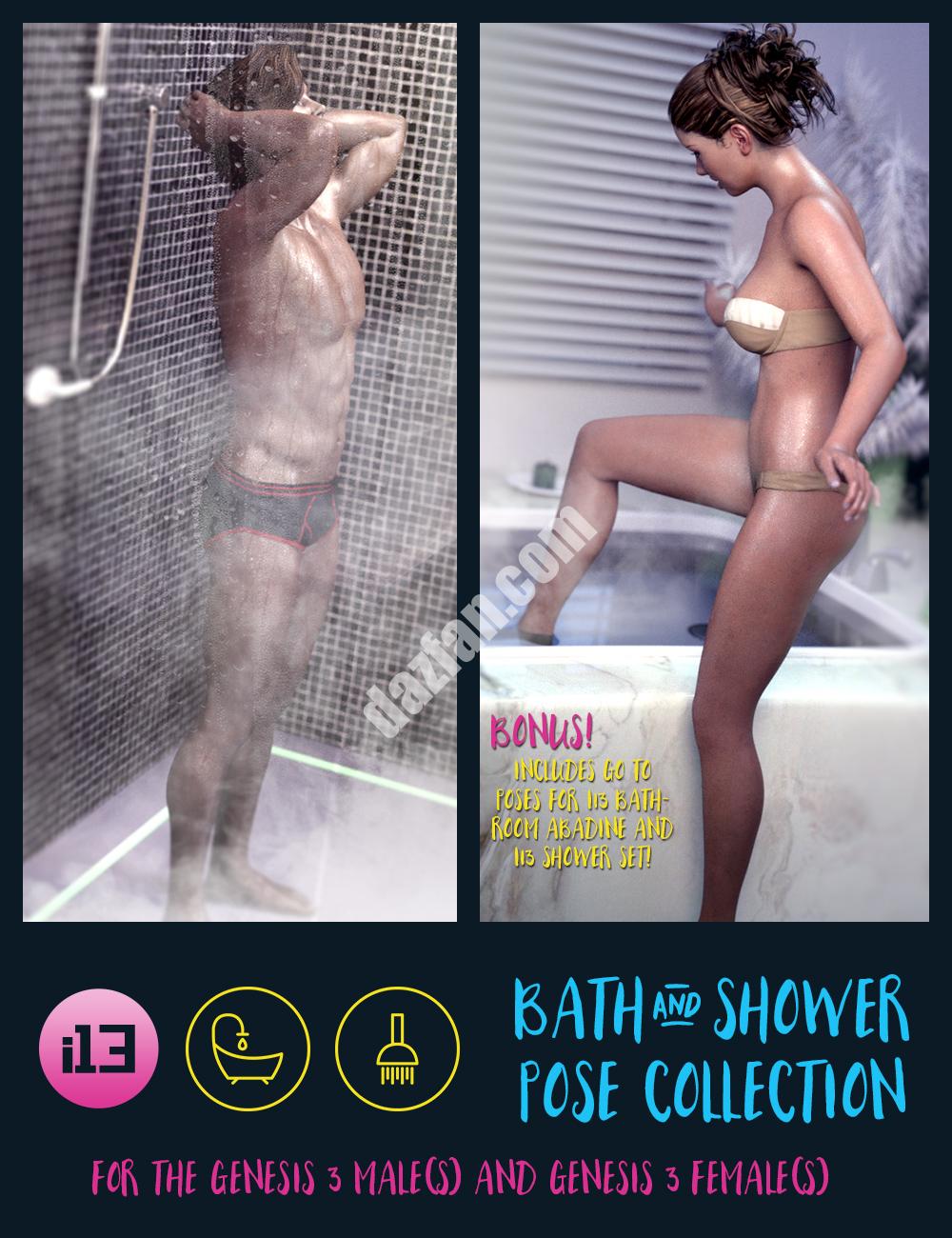 [daz姿势] i13 沐浴与淋浴姿势集锦-DAZ爱好者