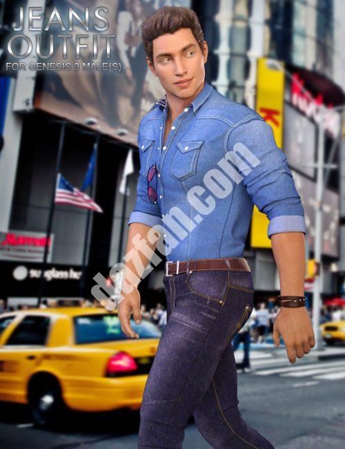 [daz服装] 创世纪3男性牛仔裤套装-DAZ爱好者