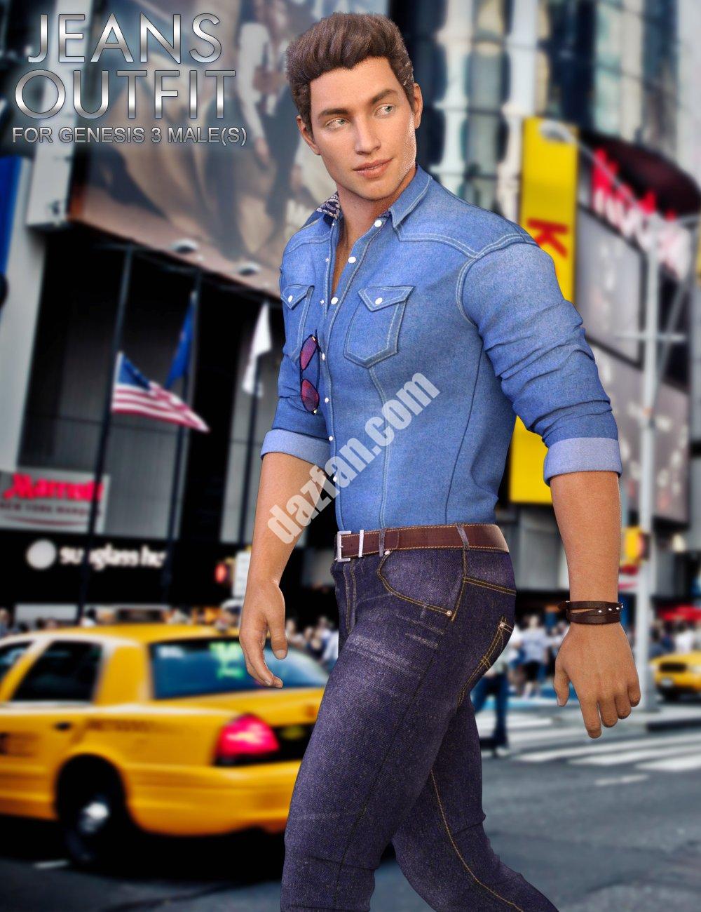 [daz服装] 创世纪3男性牛仔裤套装-DAZ爱好者