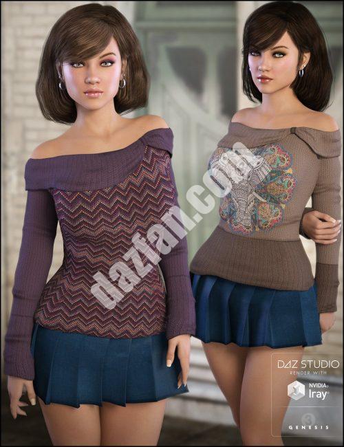 [daz服装] 脱肩毛衣舒适的纹理G3-DAZ爱好者