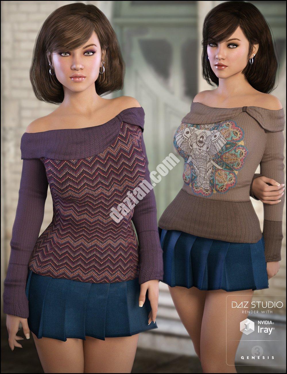 [daz服装] 脱肩毛衣舒适的纹理G3-DAZ爱好者