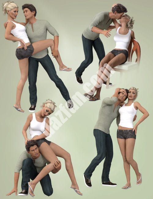 [daz姿势] 维多利亚7号和迈克尔7号的顽皮女孩姿势和表情-DAZ爱好者