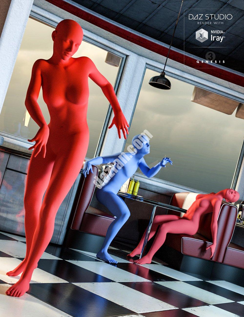 [daz姿势] 月光下的餐厅僵尸在里面-DAZ爱好者