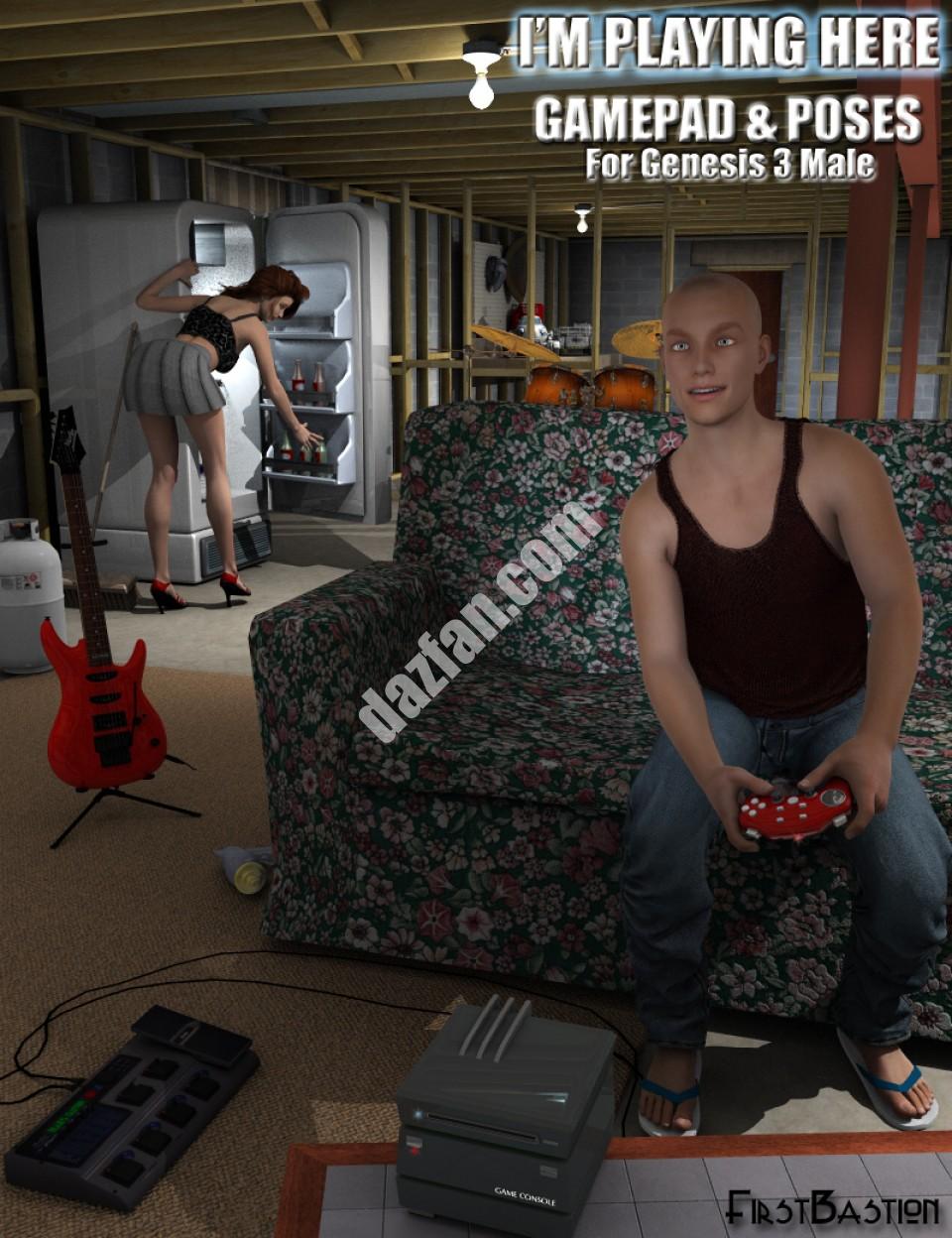 [daz姿势] 我在这里玩Gamepad，为创世纪3男摆姿势-DAZ爱好者