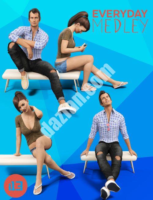 [daz姿势] i13 创世纪3中Genesis 3 男性和女性的日常组合姿势和家具-DAZ爱好者