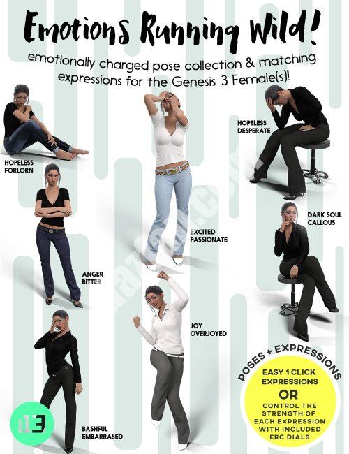 [daz姿势] i13 创世纪3中女性的狂野情绪-DAZ爱好者