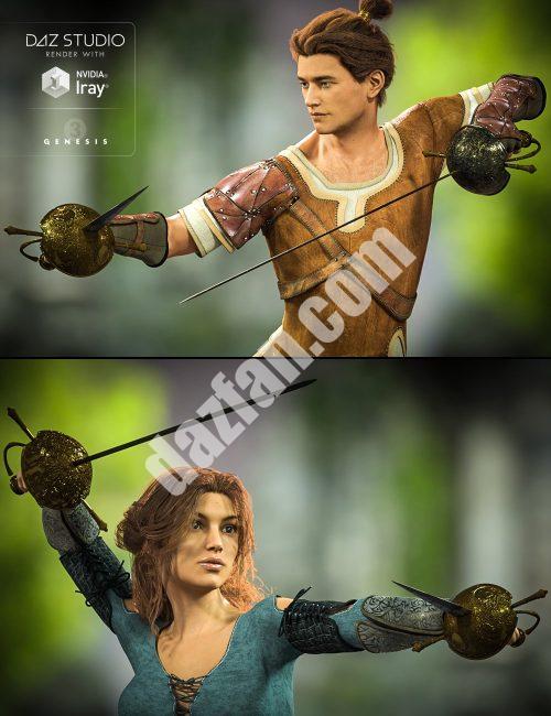 [daz姿势] Cazoleta在创世纪3中的剑和姿势-DAZ爱好者