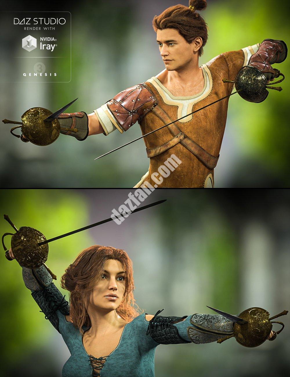 [daz姿势] Cazoleta在创世纪3中的剑和姿势-DAZ爱好者
