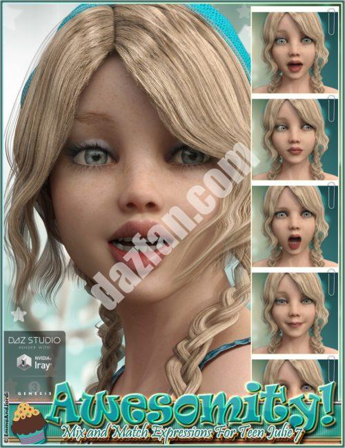 [daz姿势] 神奇的混合和搭配的表达青少年朱莉7和创世纪3女(s)-DAZ爱好者