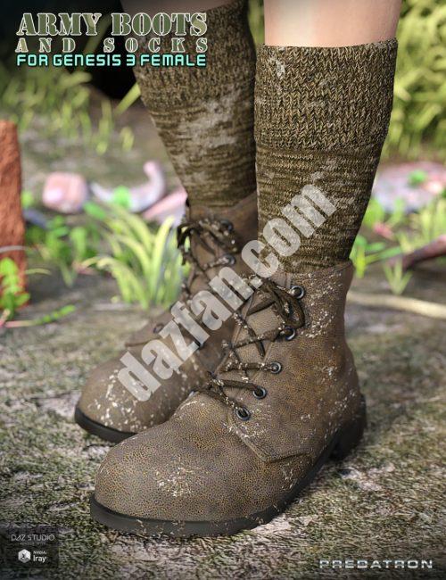 [daz服装] 创世纪3女兵军靴和短袜-DAZ爱好者