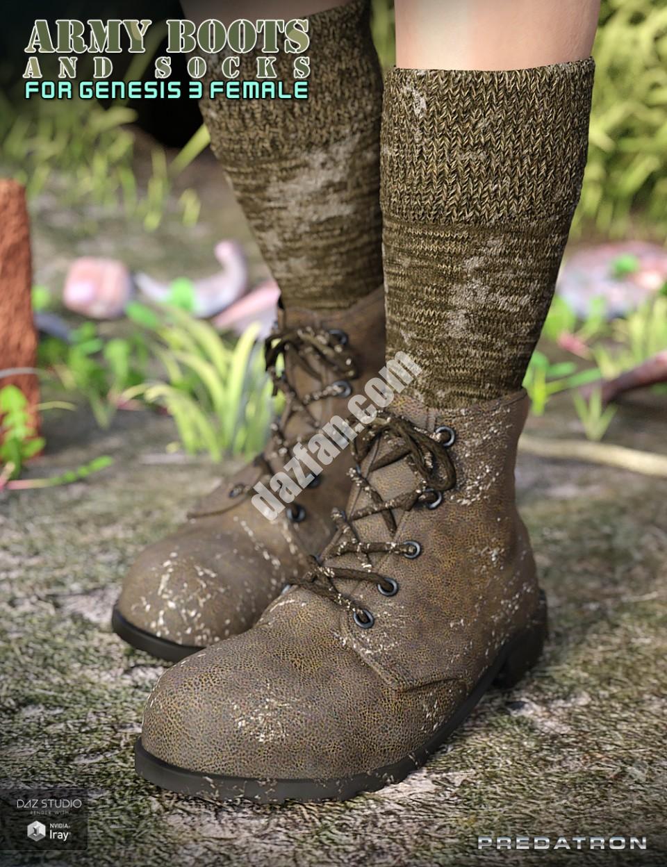 [daz服装] 创世纪3女兵军靴和短袜-DAZ爱好者