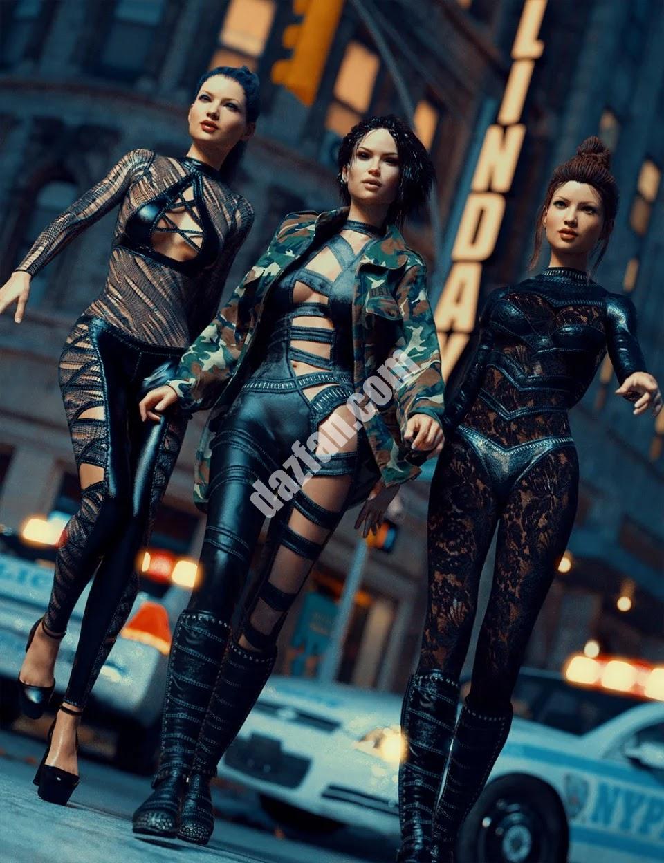 [daz服装] 坏女孩纹理创世纪3女性(s)超级紧身衣-DAZ爱好者