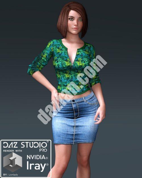 [daz服装] 布莱尔拉链上衣和长迷你裙的G3F-DAZ爱好者