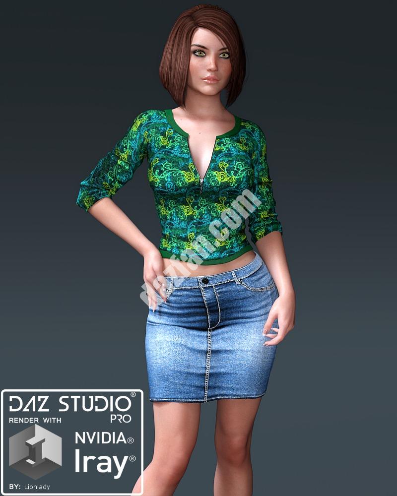 [daz服装] 布莱尔拉链上衣和长迷你裙的G3F-DAZ爱好者