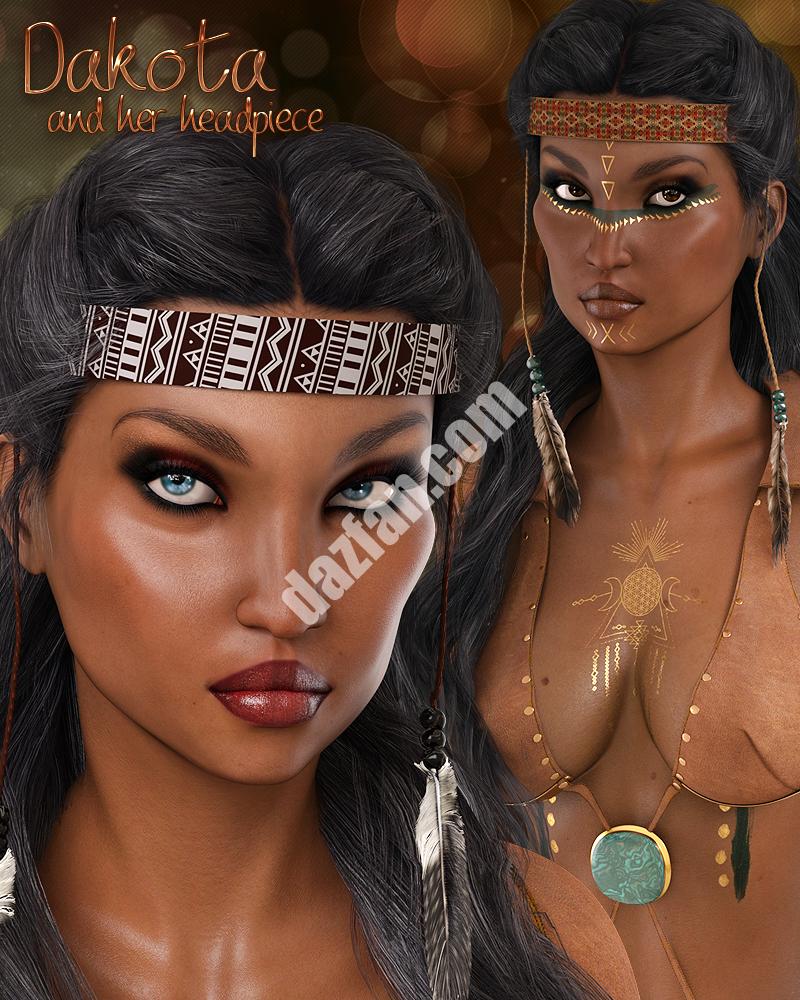 [daz服装] 达科塔和她的头饰G3F-DAZ爱好者