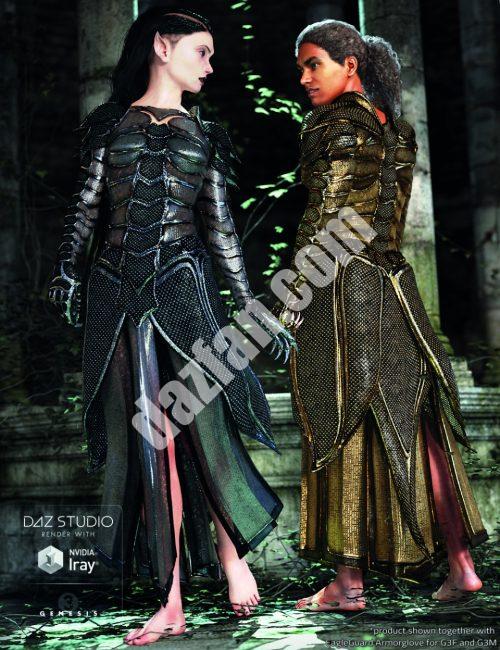 [daz服装] 鹰卫躯干盔甲和褶裥短裙创世纪3女性和男性-DAZ爱好者