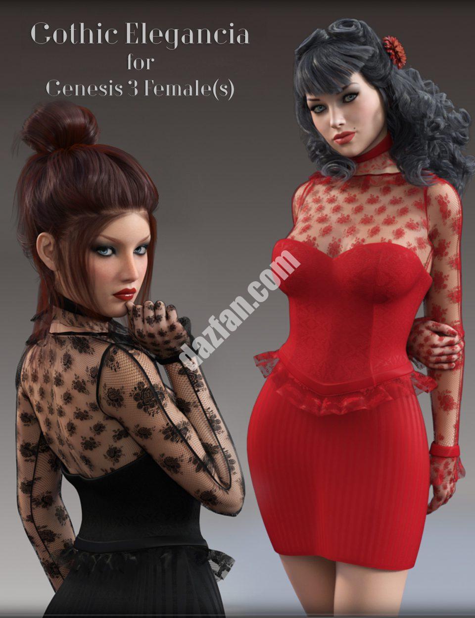[daz服装] G3F的哥特式优雅-DAZ爱好者