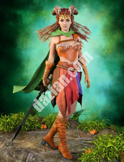 [daz服装] 创世纪3女性绿女王装-DAZ爱好者