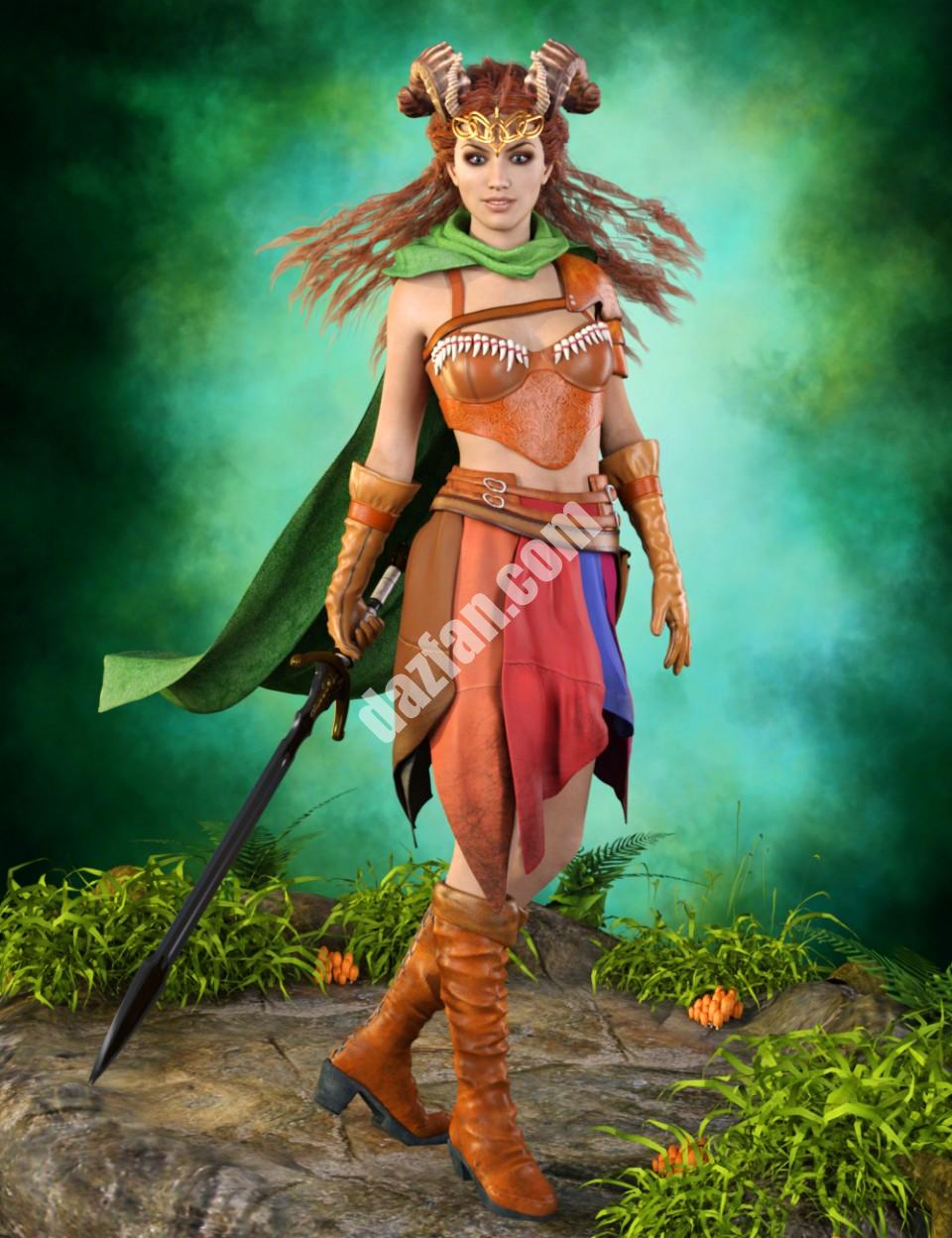 [daz服装] 创世纪3女性绿女王装-DAZ爱好者