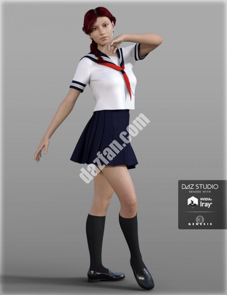 [daz服装] H&C创世纪3女性日本校服-DAZ爱好者