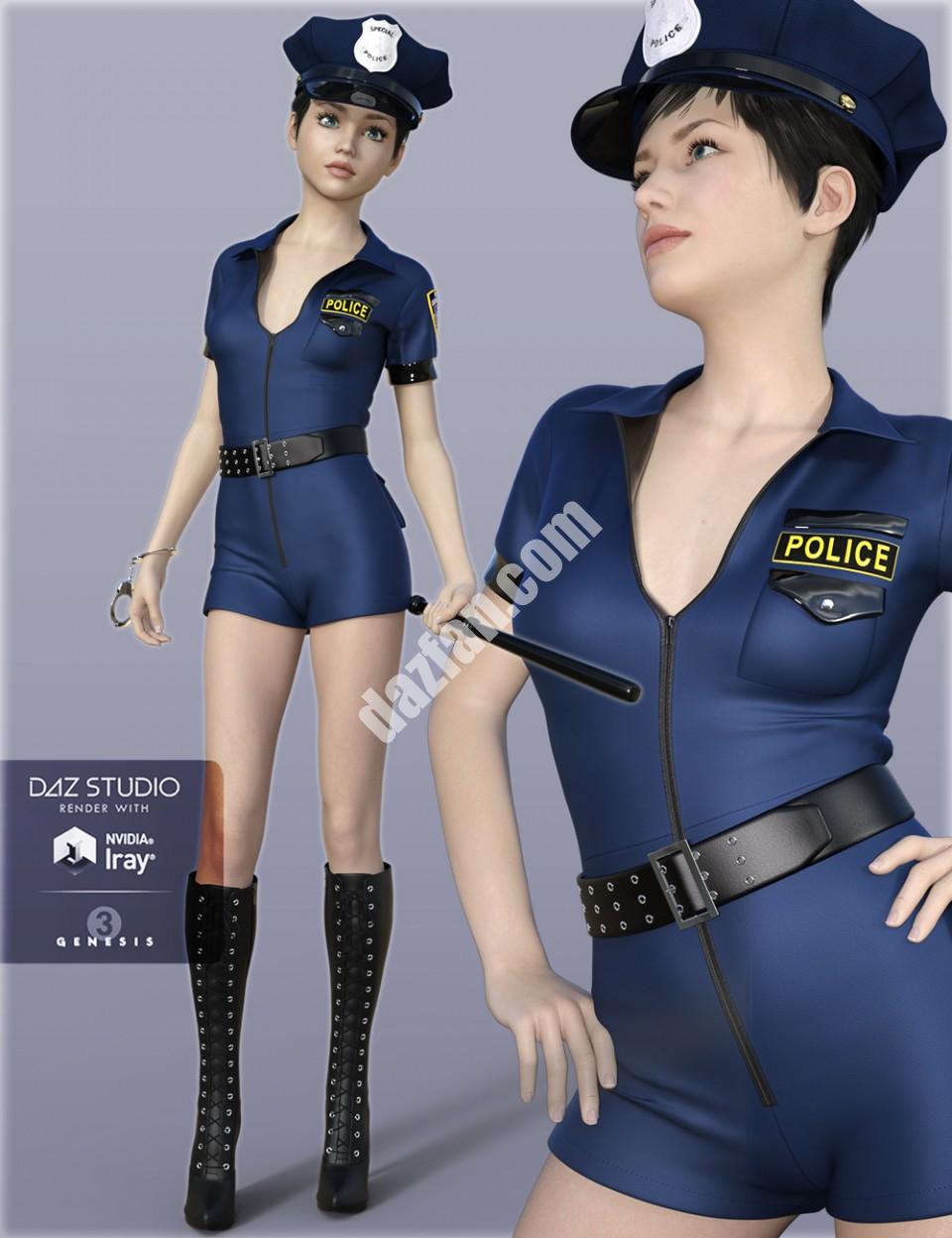 [daz服装] H&C创世纪3女性性感警服-DAZ爱好者