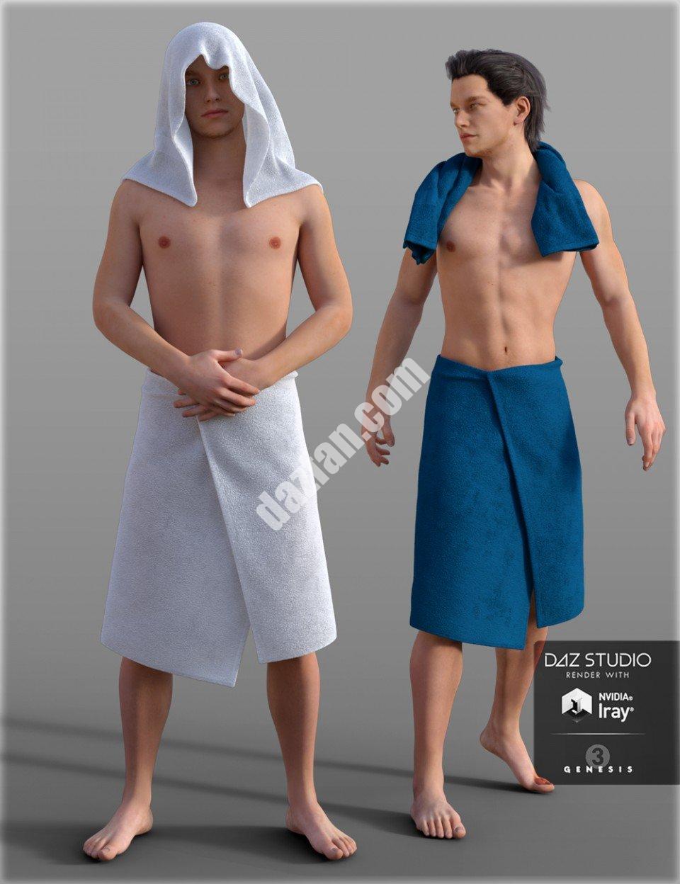 [daz服装] H&C创世纪3男浴巾套装-DAZ爱好者