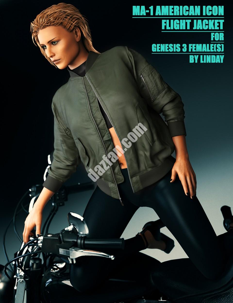 [daz服装] 创世纪3号女性MA-1飞行夹克-DAZ爱好者