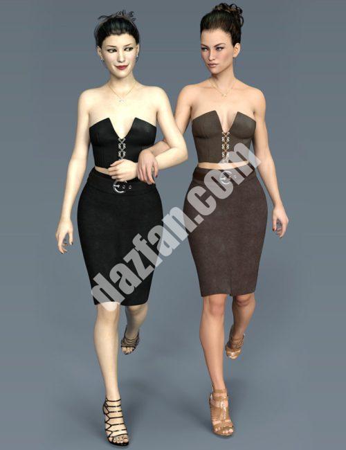 [daz服装] 铅笔裙和花边胸衣套装为G3F-DAZ爱好者