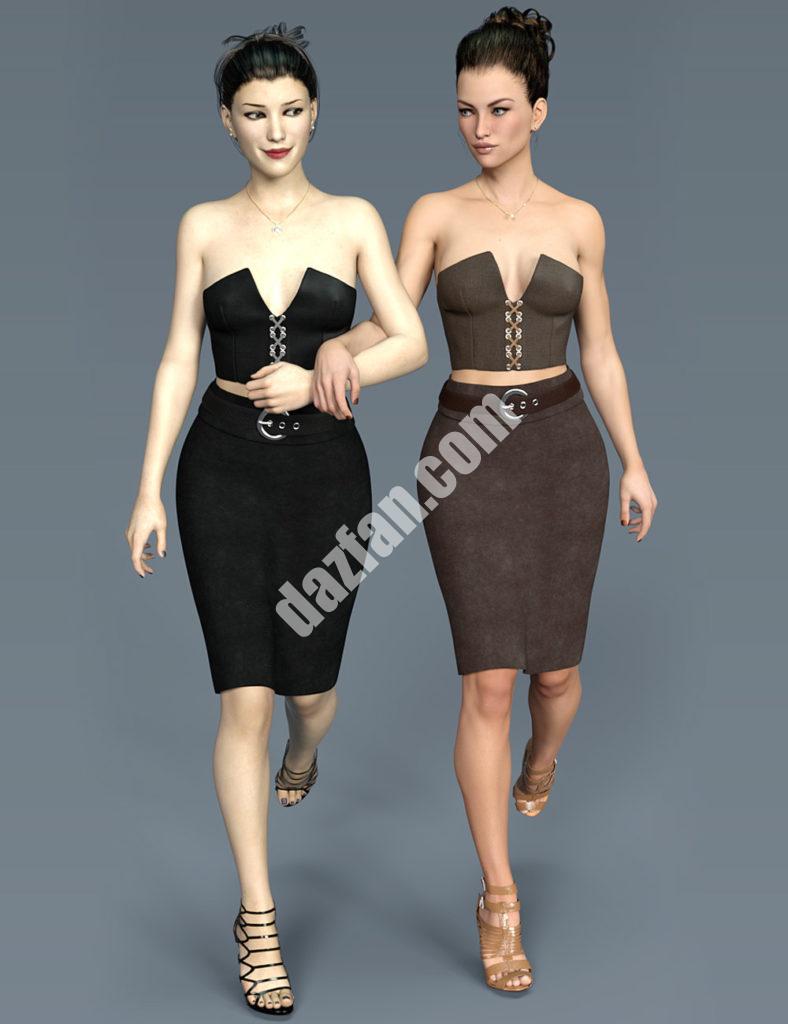 [daz服装] 铅笔裙和花边胸衣套装为G3F-DAZ爱好者