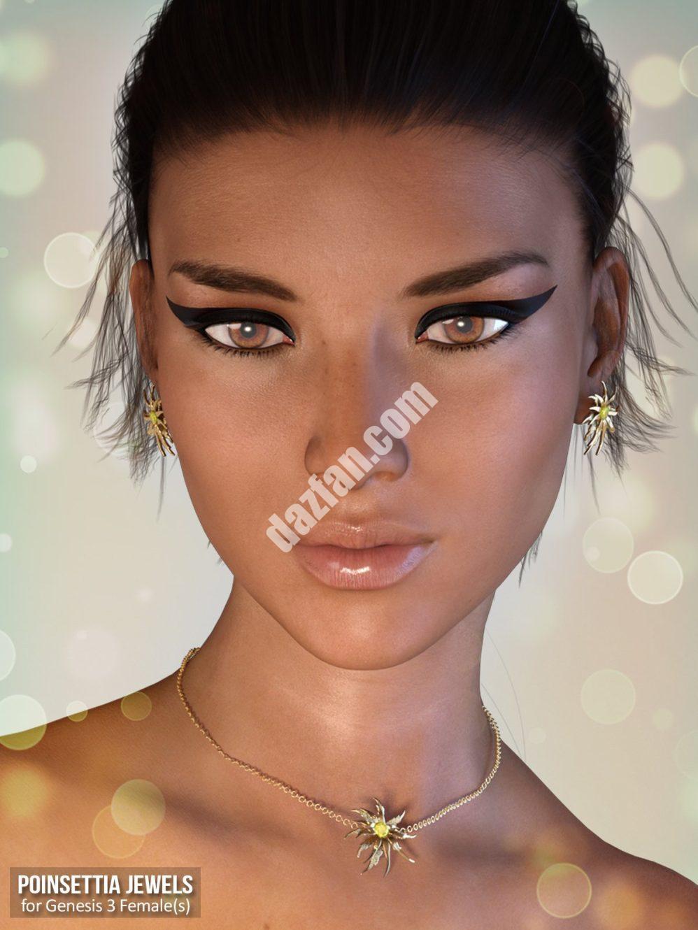 [daz服装] 创世纪3女性一品红珠宝-DAZ爱好者