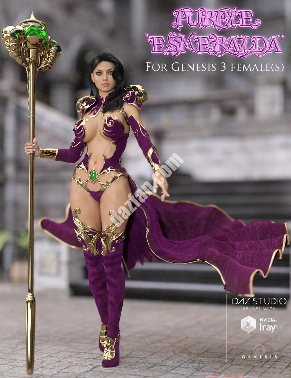 [daz服装] 紫色的埃斯梅拉达(创世纪3女)-DAZ爱好者