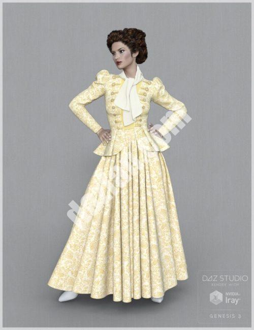 [daz服装] 创世纪3女款复古裙-DAZ爱好者