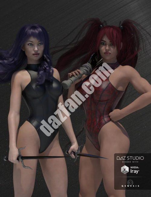 [daz服装] 创世纪3女式肋纹超级英雄紧身衣-DAZ爱好者