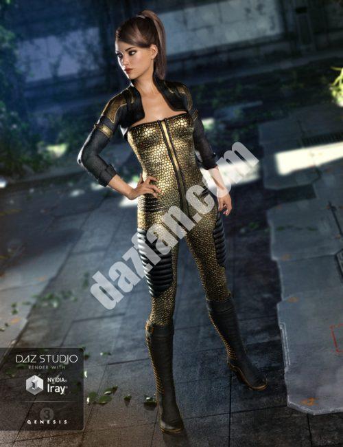 [daz服装] 创世纪3女中尉的科幻服装-DAZ爱好者