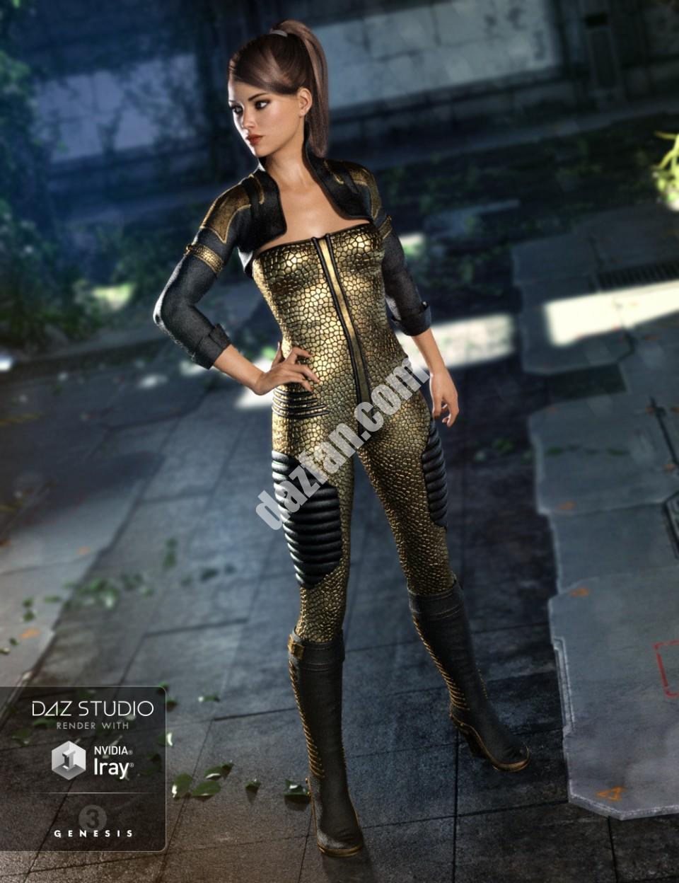 [daz服装] 创世纪3女中尉的科幻服装-DAZ爱好者