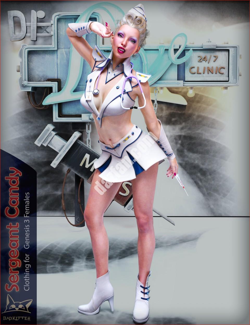 [daz服装] 《创世纪3》女兵军士糖果装-DAZ爱好者