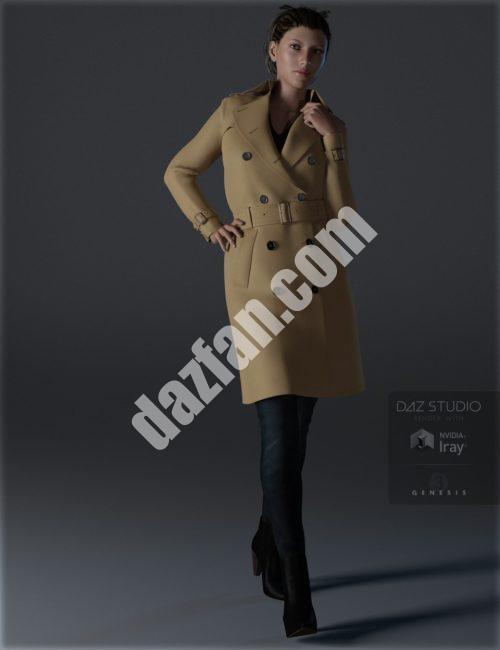 [daz服装] 创世纪3女性风衣套装-DAZ爱好者