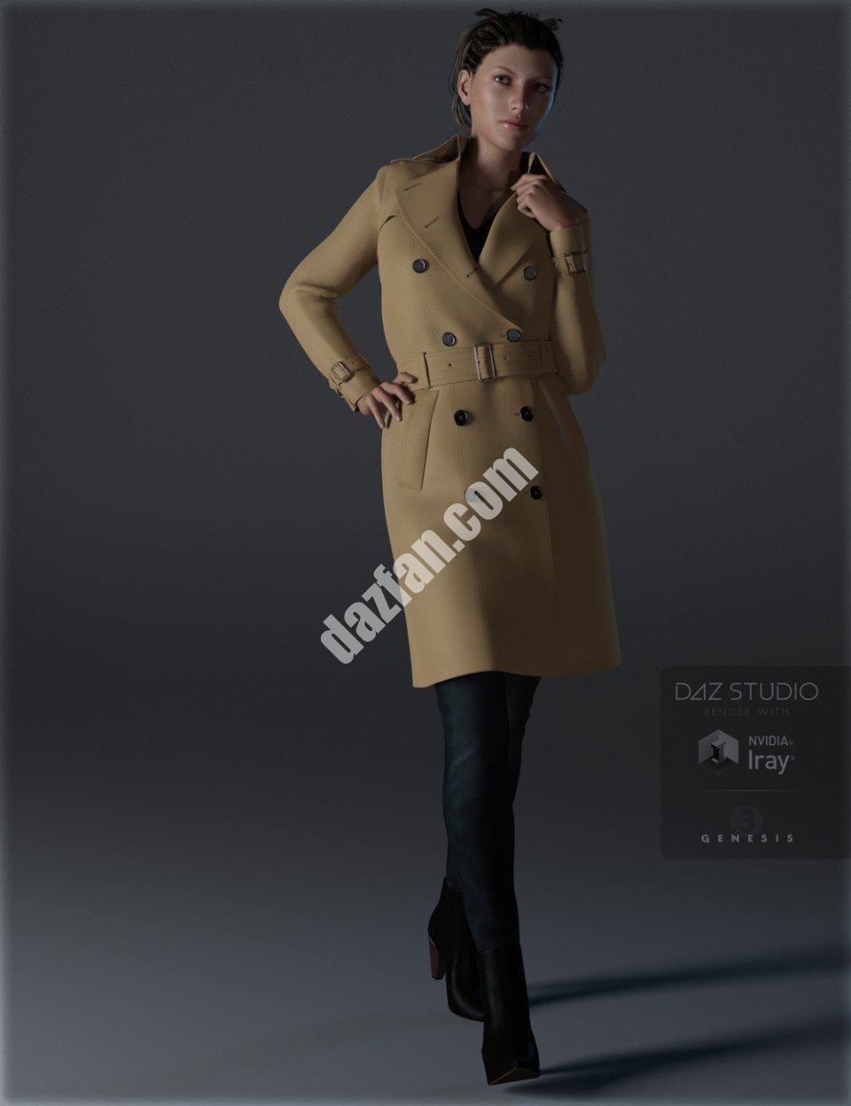 [daz服装] 创世纪3女性风衣套装-DAZ爱好者