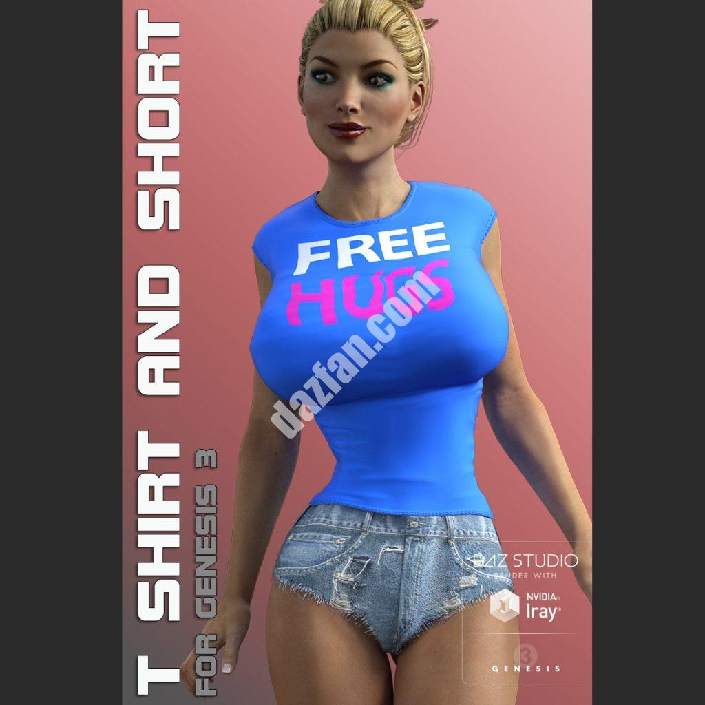 [daz服装] t恤&短G3女(s) V7-DAZ爱好者