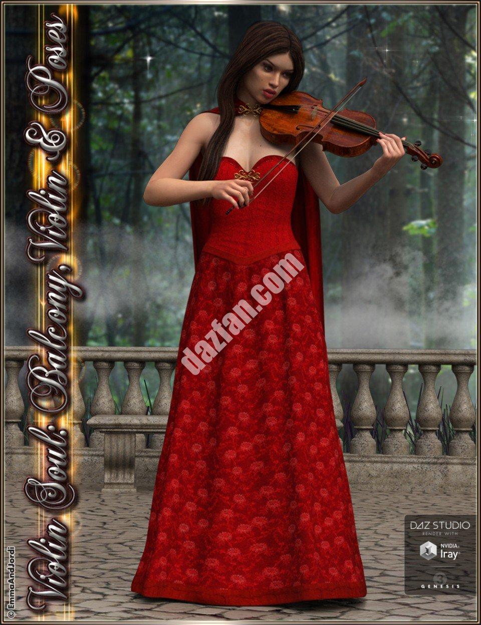 [daz姿势] 小提琴灵魂阳台，小提琴和姿势创世纪3女性(s)-DAZ爱好者