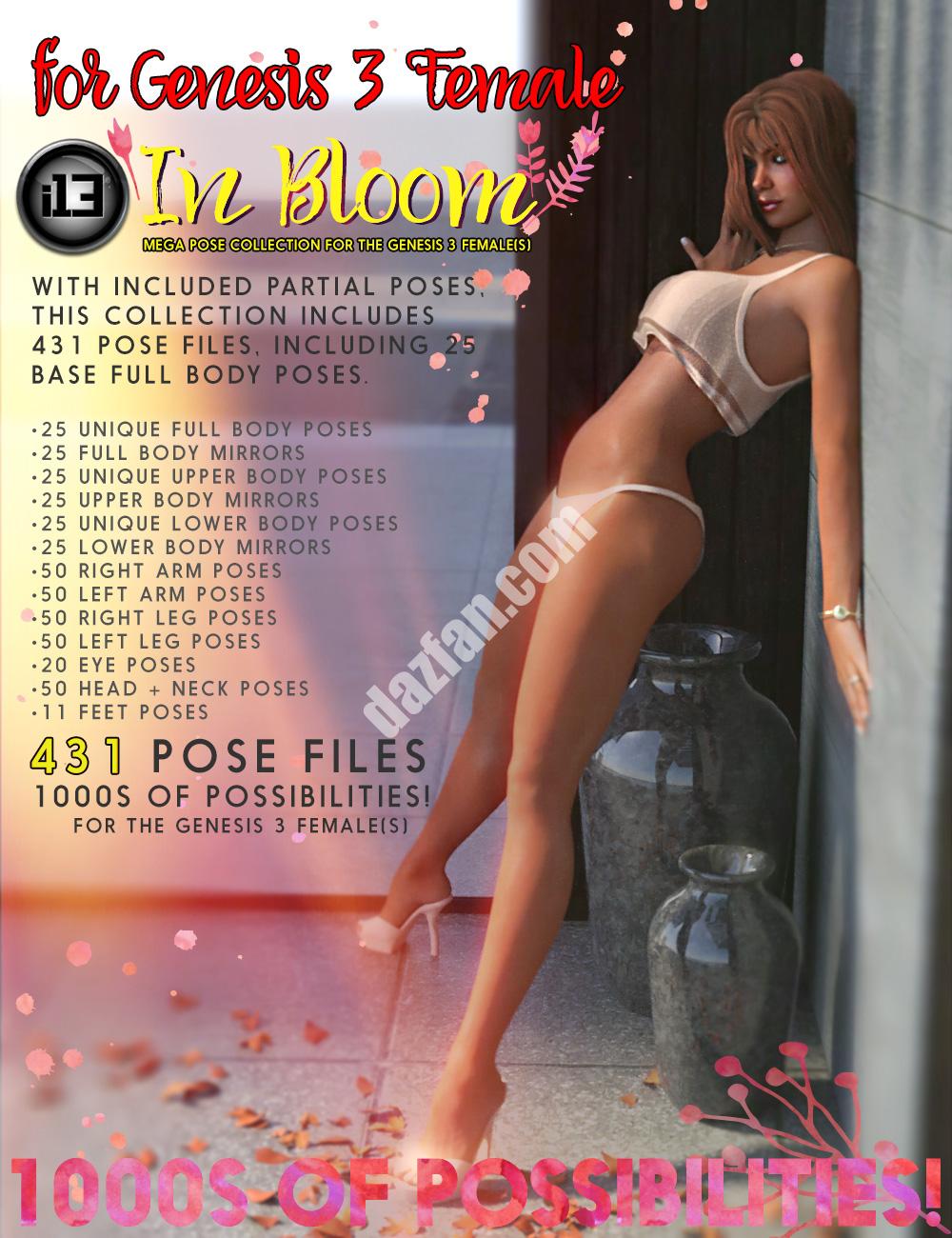 [daz姿势] 为Genesis 3女性设计的i13 In Bloom Mega姿势集合-DAZ爱好者