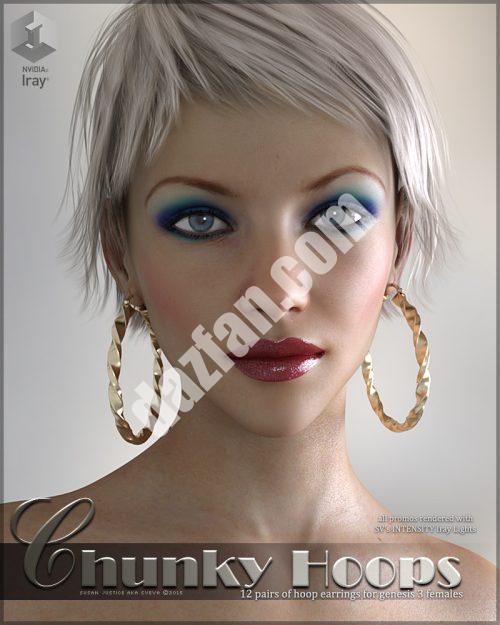 [daz服装] SVs粗圆环耳环G3F-DAZ爱好者