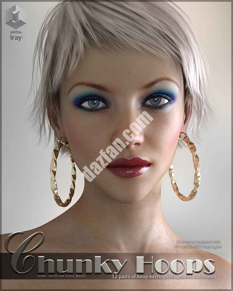 [daz服装] SVs粗圆环耳环G3F-DAZ爱好者