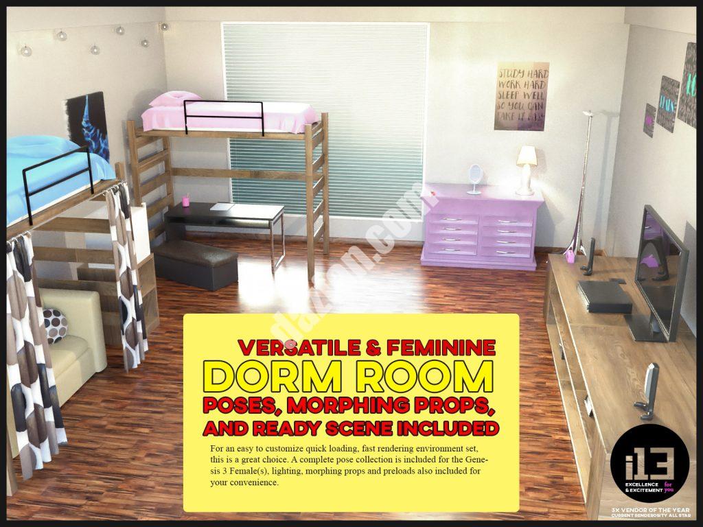 [daz姿势] i13 宿舍房间，适用于Genesis 3女性角色的各种姿势。-DAZ爱好者