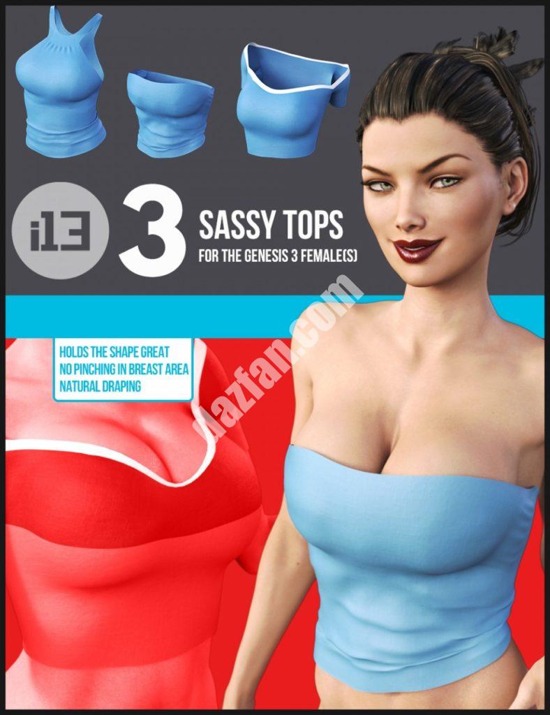 [daz服装] 创世纪3号女性的3件时髦上衣-DAZ爱好者