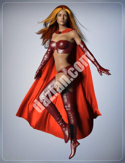 [daz服装] 创世纪3女性的超级斗篷和超级英雄姿势-DAZ爱好者