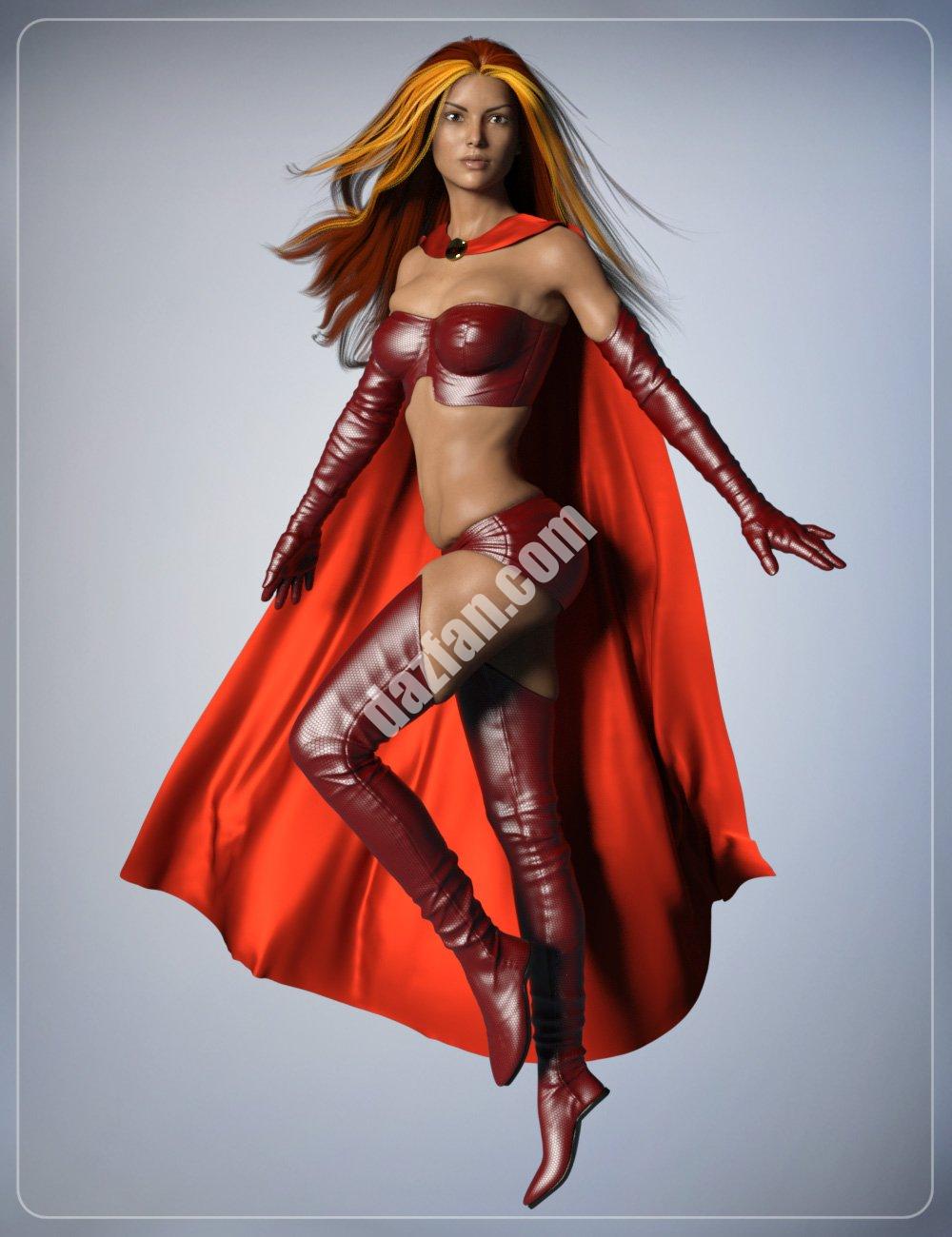 [daz服装] 创世纪3女性的超级斗篷和超级英雄姿势-DAZ爱好者