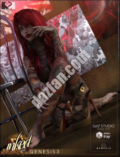 [daz服装] Inked Vol 11 Genesis 3女性的全身套装-DAZ爱好者